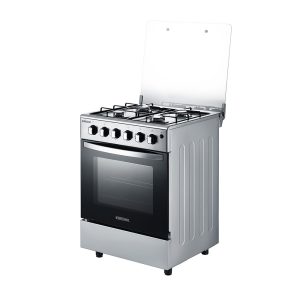 BRUHM GAS COOKER BGC-6640IS – 4 GAS BURNER,DOUBLE OVEN GRILL – SILVER