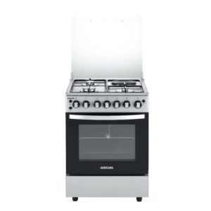 BRUHM GAS COOKER BGC-6631IS – 3 GAS, 1 HOTPLATE DOUBLE OVEN GRILL – HIGHEND- SILVER